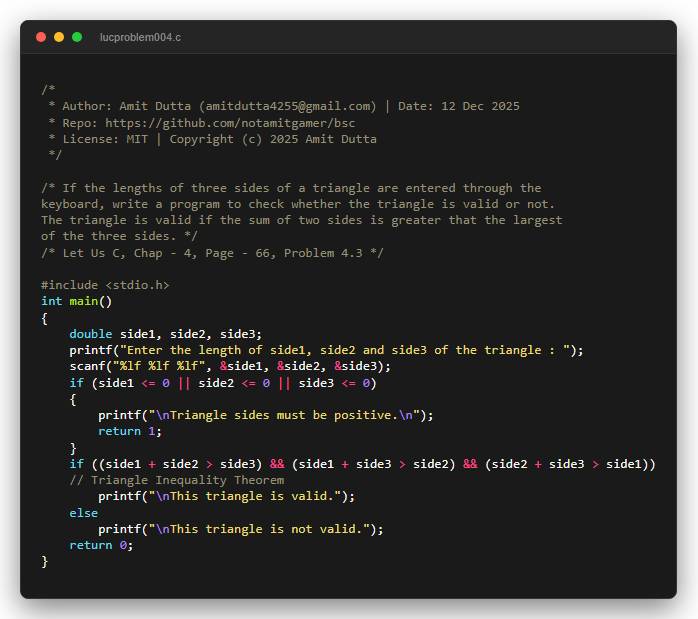 If the lengths of three sides of a triangle are entered through the keyboard, write a program to check whether the triangle is valid or not. The triangle is valid if the sum of two sides is greater that the largest of the three sides.